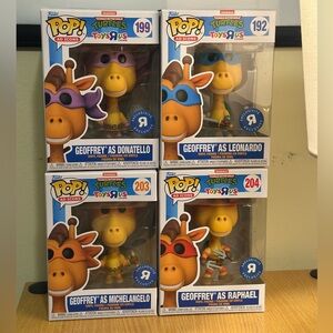 (NEW) Set of 4 Funky Pop Turtles collection #204 #199 #203 #192